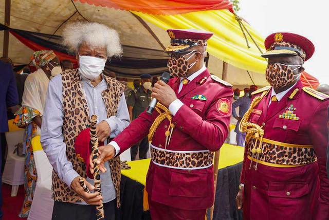 Governor Abiodun gives Soyinka the paraphernalia of Amotekun Special Marshall