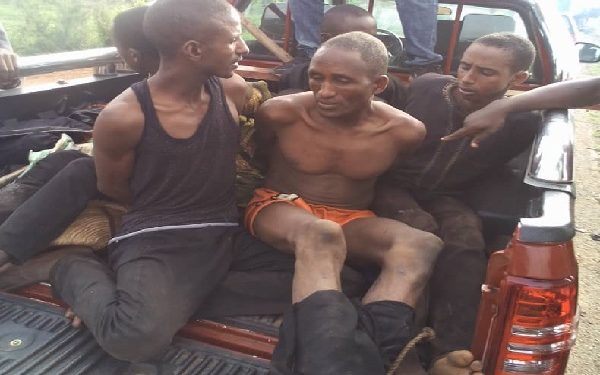 Some of the bandits picked up in Oyo state after mounting illegal road block