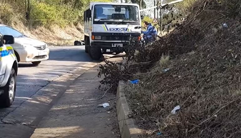 The police truck carrying prisoners ambushed close to Pietermaritzburg, South Africa