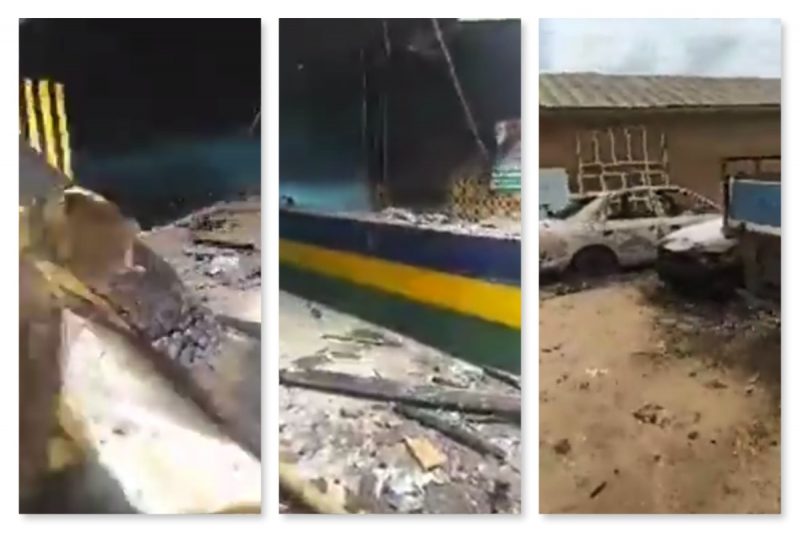 combo photo of the Izuakoli police station attacked early Monday in Abia state