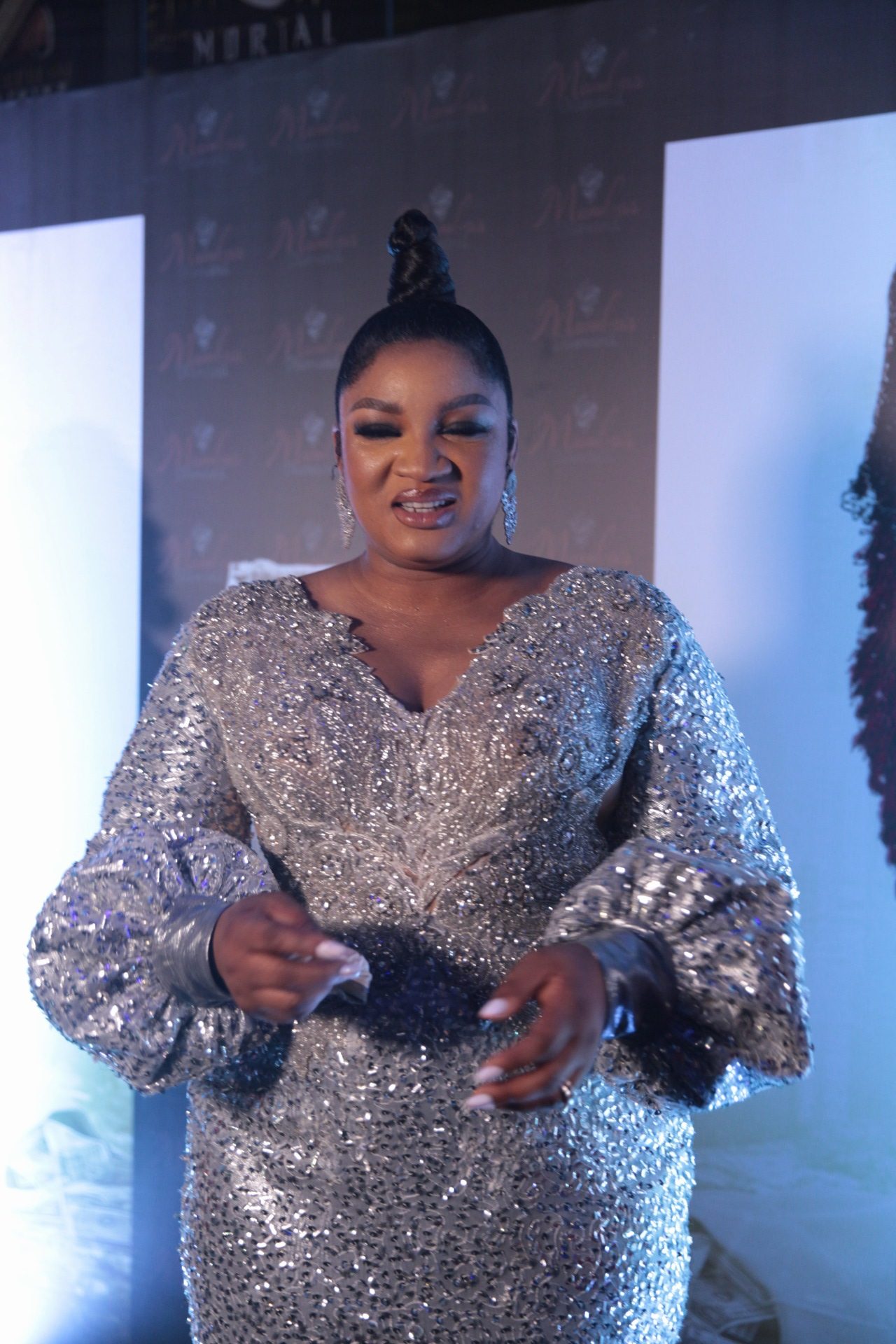 Omotola Jalade Ekeinde at Mamba's Diamond private screening on Sunday - Photo by Ayodele Efunla