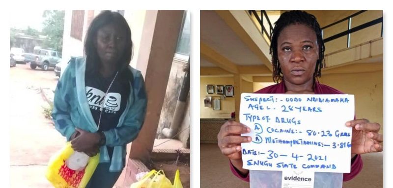 2 women arrested for drugs, right is Ndidamaka arrested in Nsukka