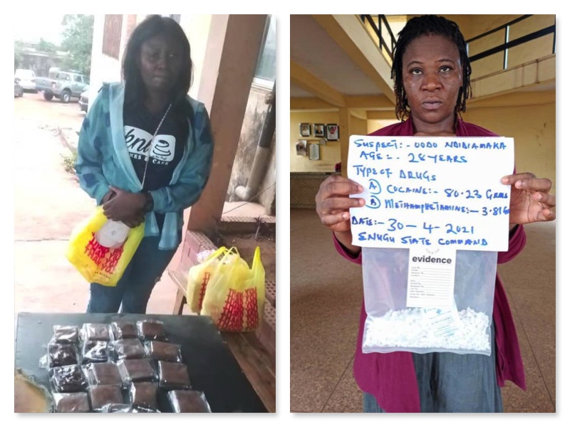 2 women arrested by NDLEA for drugs, right is Ndidamaka arrested in Nsukka
