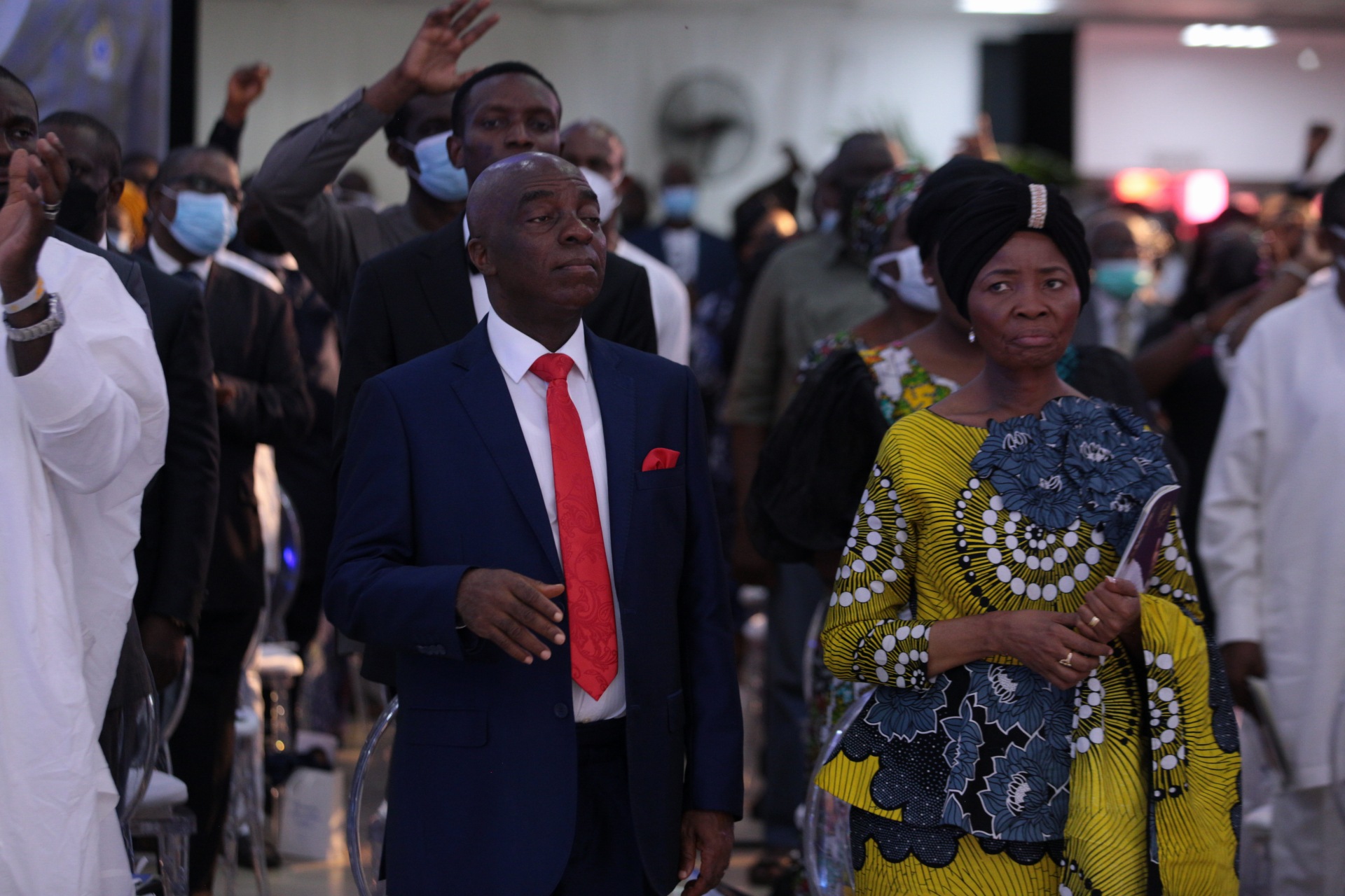 Presiding Bishop of the Living Faith Church Worldwide aka Winners’ Chapel, David Oyedepo; his wife, Faith at the Farewell Service of Pastor Dare Adeboye, son of General Overseer of the Redeemed Christian Church of God, Pastor Enoch Adeboye at the Youth Centre, Redemption Camp