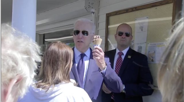 Biden at the Honey Hut ice cream joint in Cleveland