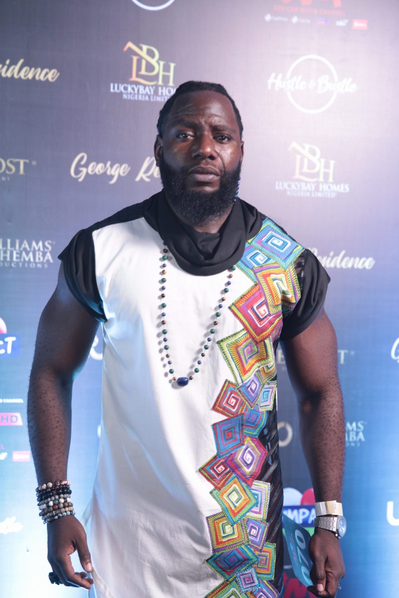 Actor Jimmy Odukoya at Mamba's Diamond private screening on Sunday - Photo by Ayodele Efunla