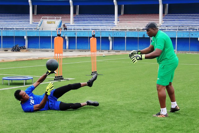 Enyimba keeper getting ready as well