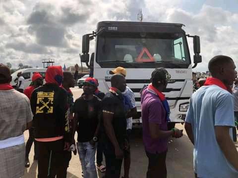Ijaw Youth Council members protest on East-West Road