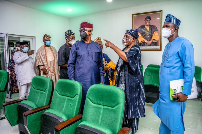 Inside the Osoba Press Centre: Osoba and his host, Abiodun