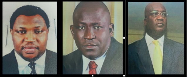 Gimba Kumo, middle, Tarry Rufus, left and Bola Ogunsola, right, wanted by ICPC