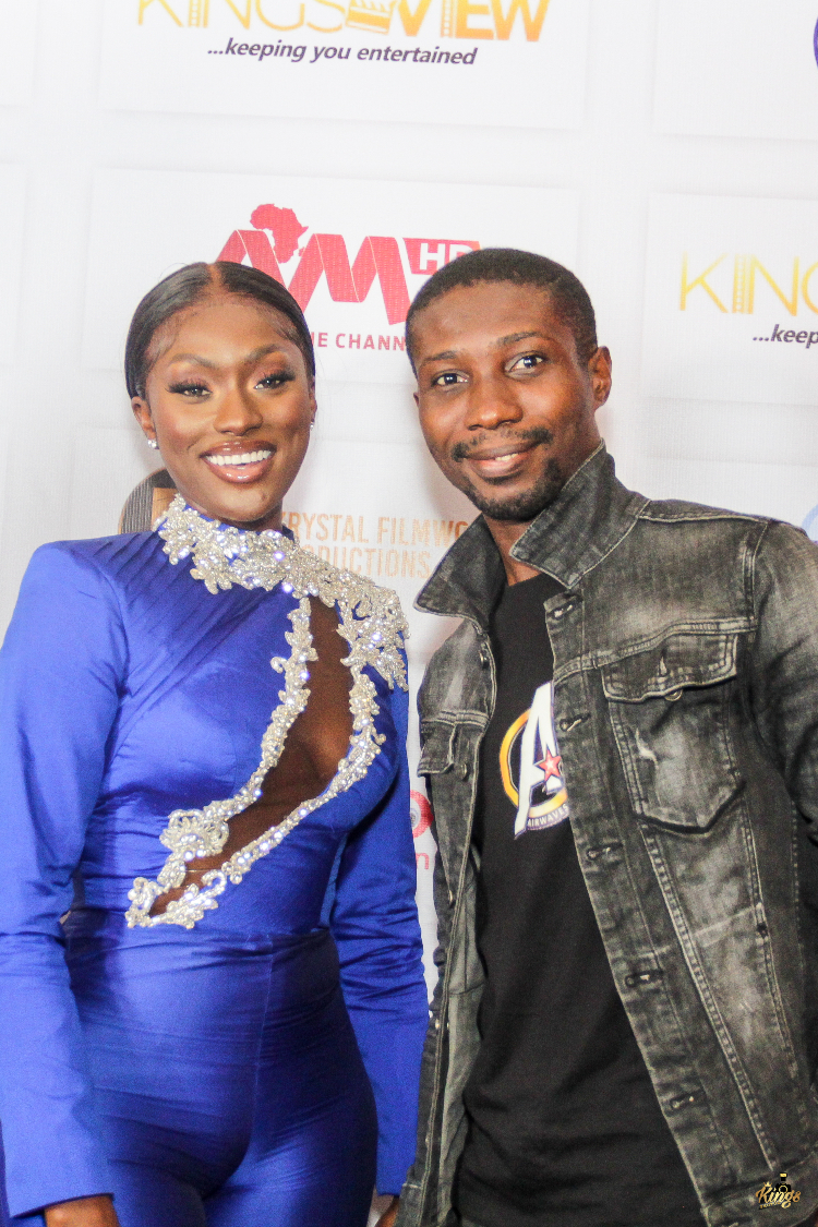 Linda Osifo with a guest at the premiere of Prevail
