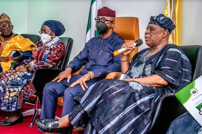 Osoba speaks at the Olusegun Osoba Press Centre