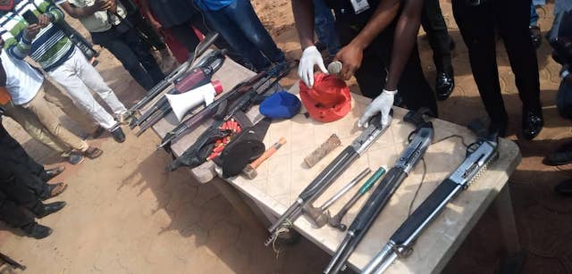 Some of the guns abndoned by the hoodlums in Awka