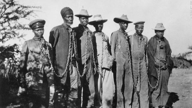 The Herero ethnic group in present day Namibia slaughtered by Germany