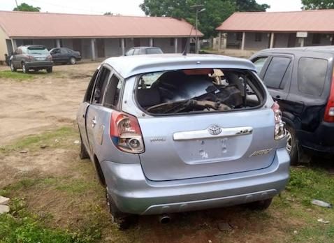 The Toyota Matrix involved in the killing of Ogbomoso girl