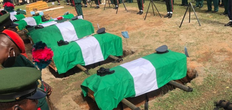 The caskets for the late Chief of Staff Lt.General Ibrahim Attahiru and 10 others