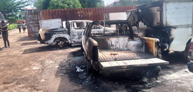 Vehicles set ablaze at INEC office Awka