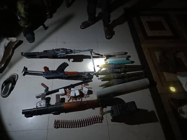 The cache of arms seized from the 3 gunrunners