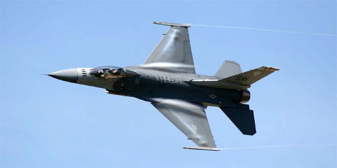 An F16 similar to the one U.S. used to shell Iran backed militia