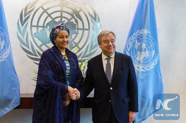 Amina Mohammed and UN Secretary General Antonio Guterres