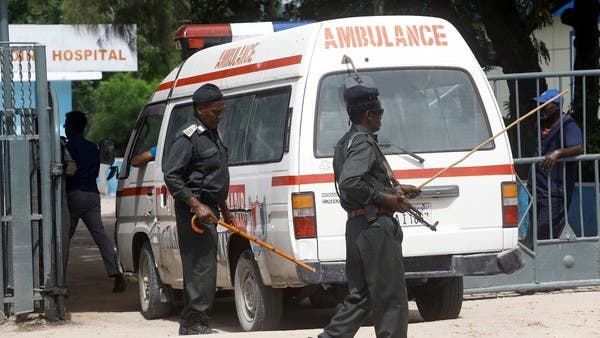 An ambulance carrying the injured after the Al Shabaab attack