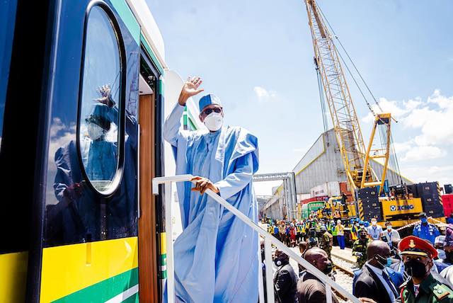 Buhari on a train ride in Lagos