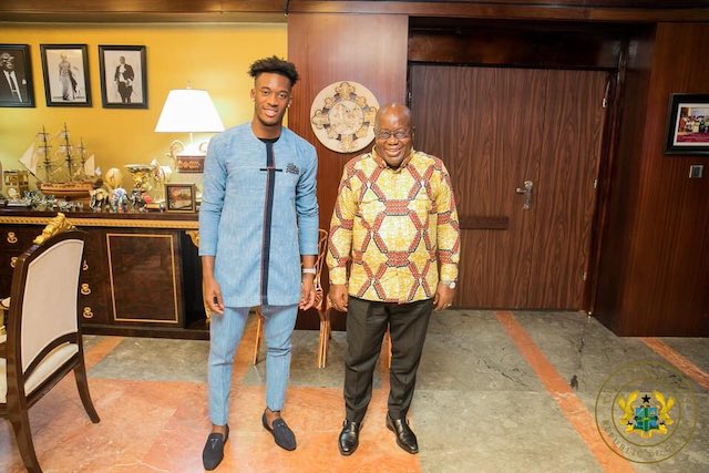 Callum Hudson-Odoi with Akufo-Addo