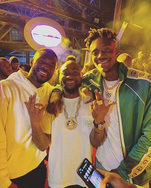 Davido with Fikayo Tomori and Tammy Abraham clubbing in Lagos