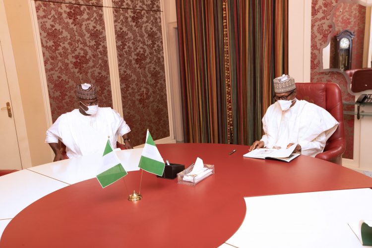 Buhari with Yahaya Bello in Abuja