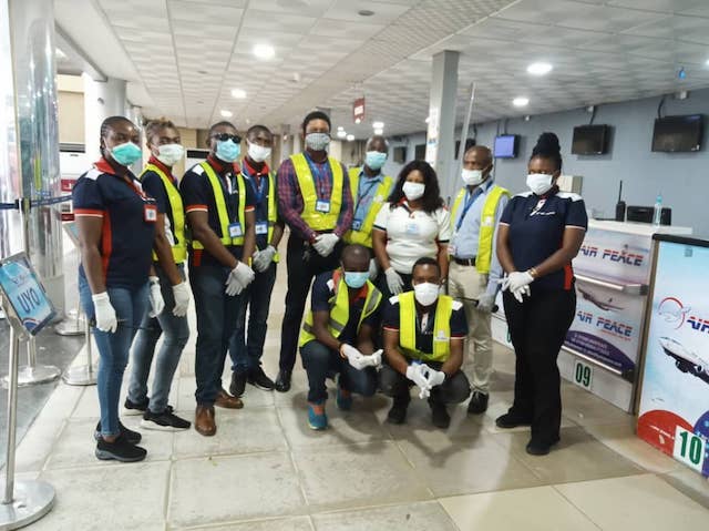 Air Peace desk staff in Lagos: foil child trafficking attempt