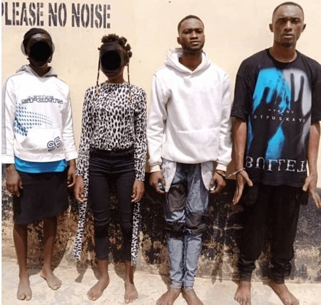 Suluka Abimbola and the three accomplices in the fake kidnap arrested by Ekiti police