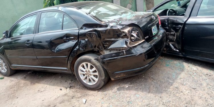 Two of the damaged cars in the accident on ACME Road, Ogba (1)