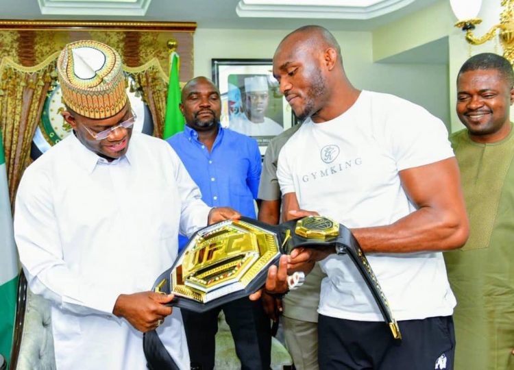 Kamaru Usman hits Nigeria, presents UFC belt to Yahaya Bello