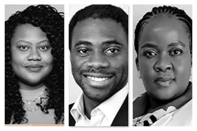 the new Mo Ibrahim Fellows- L-R Fatou Wurie, Adu-Gyamfi and Gaokgakala Sobatha
