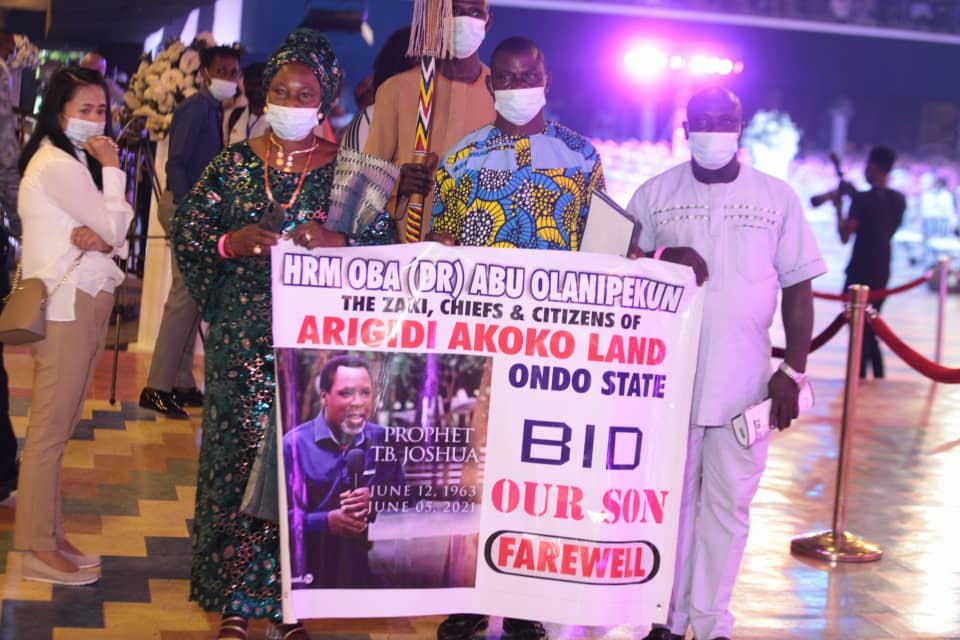 Royal guests from Arigidi Akoko paying last respect at Lying-in-state service of late TB Joshua. Photo by Ayodele Efunla