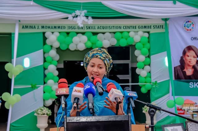 Amina Mohammed speaks at Skills centre in her name at Gombe