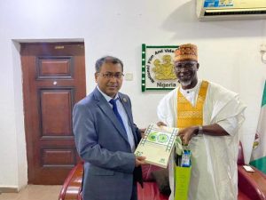 Bangladesh High Commissioner to Nigeria Mr R Masudur Rahman and Alhaji Adedayo Thomas NFVCB Executive Director