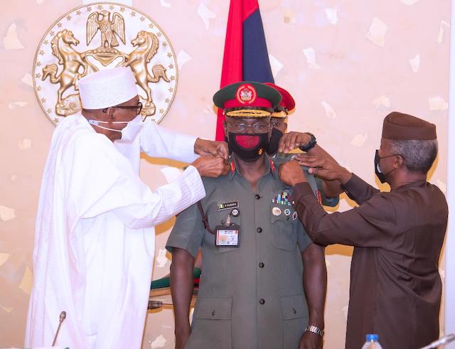 Buhari and Osinbajo decorate Yahaya