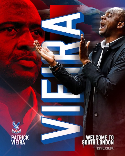Crystal Palace welcome Vieira