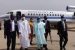 Gambari, middle, with Presidential team after landing in Kano for Bayero's coronation
