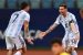 Messi, right rejoice with De Paul after the first goal for Argentina in Copa America