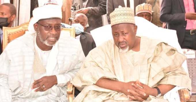 Minister of water resources Suleiman Adamu and Governor Badaru Abubakar at the handing over of Kazaure water plant