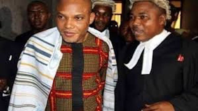 Nnamdi Kanu and his lawyer Ifeanyi Ejiofor