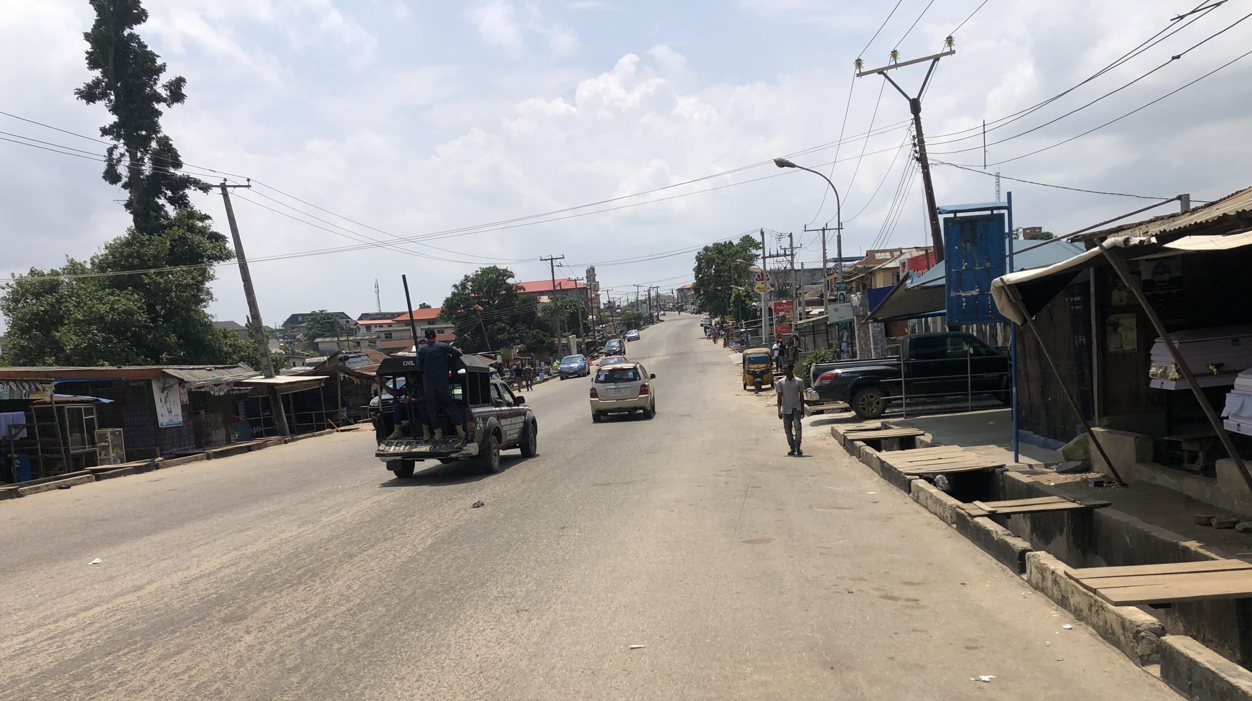 Deserted street in Ikorodu as van of NSCDC patrols across polling units