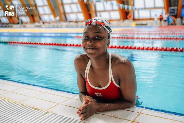 Habibat Abiola Ogunbanwo wins her 100m freestyle heat but did not qualify for semi-finals