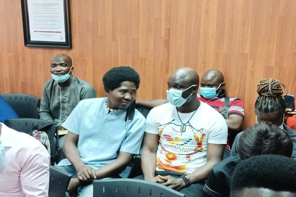 Baba Ijesha, right, in court Tuesday with Kehinde Aghedo