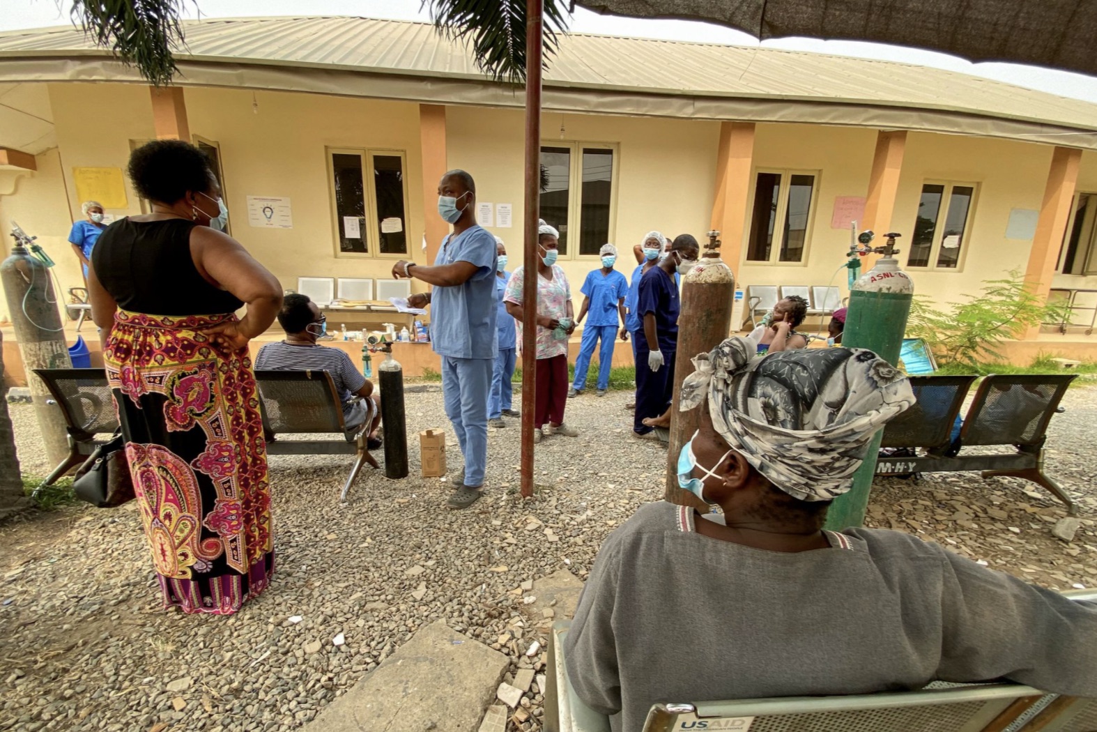 COVID-19 patients receive oxygen at Lagos Infectious Disease Hospital in January.