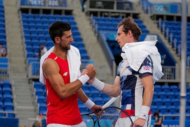 Djokovic after practising with Andy Murray in Tokyo