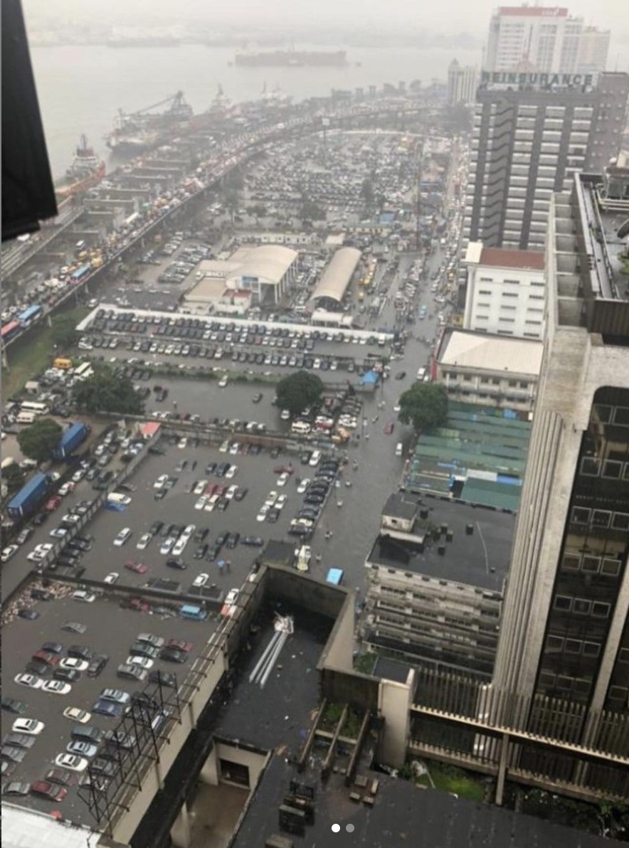 Flooded cars in Lagos Marina on Friday