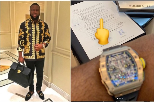 Hushpuppi with the Richard Mille watch bought in December 2019, after hitting Qatari man